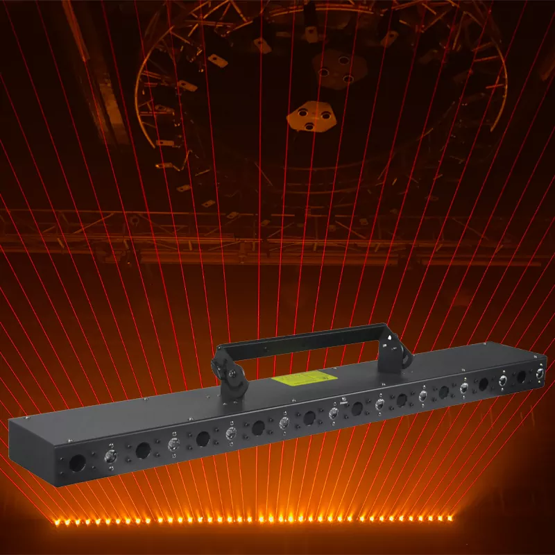 10 Head Laser & Golden LED Combined Light 8° Divergence Independent X/Y Adjust Sync Async Effects RGB Gradient Strobe Stage Fixture Beam Array Light 100mW Red Laser Professional Entertainment Large Coverage Party Lighting