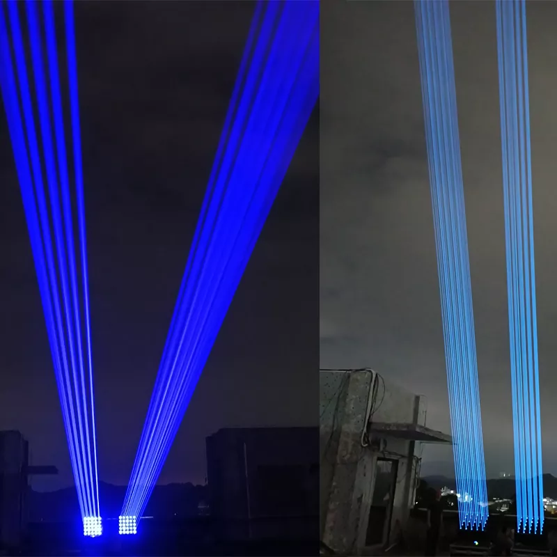 5*5 Fat Beam RGB Laser Array Light Matrix 25 Emitters 256-step Dimming IP65 Water-resistant 90-channel DMX Multi Modes High-stability Diode Tunable Rays Stage Lighting with Case IP65 Outdoor for Landscape Park Event Celebration Exhibition Decor