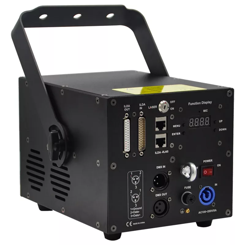 10W Pure Diode RGB Animation Laser Projector 25KPPS 25° Scanner Dual-layer Dust Oil Proof Large Heat Sink 10/34CH DMX Sound Auto ILDA Hundreds Animation Programs Single Beam Protection 100-250V Stage Light High-power Entertainment Equipment Professional Stage Lighting for Disco KTV Performance Venue Large Shows & Clubs
