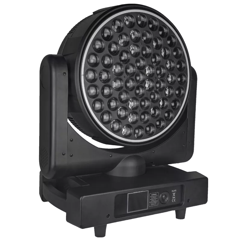 61*30W RGBW Wash Zoom Aura Moving Head 1650W 50000H 540°Pan 220°Tilt 8-48°Zoom DMX RDM Master-slave Multi Channels Pixel Control 2500-10000K CCT IP20 Stage Light LED Moving Head with Back Ring Light Indoor Performance Fixture Stage Lighting Device for Large Events Live Show Equipment