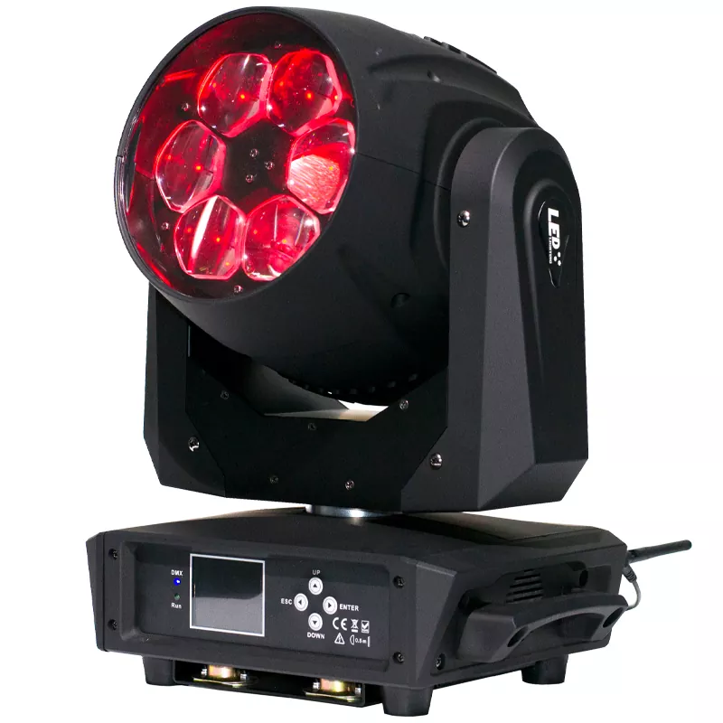 6 6*40W RGBW Bee Eye Zoom Moving Head 10/17 DMX Zoom 2.4inch LCD IP20 Stage Light 50000H Long Lifespan Beam Wash Fixture Performance Lamp Indoor Professional Stage Equipment for Celebration Party Gala Concert Entertainment Events