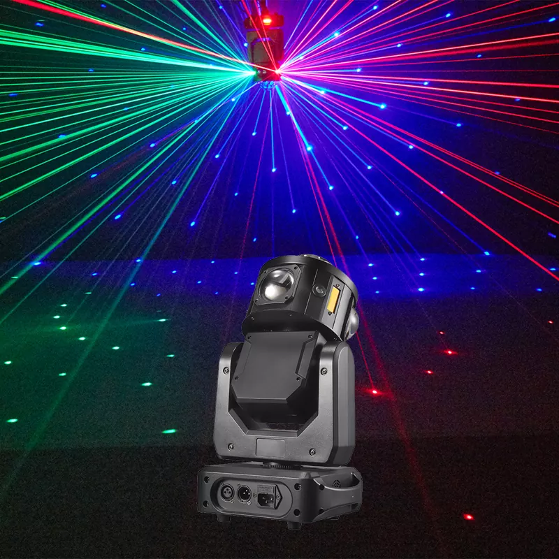6 LED Flying Star Hammer Light 100W 19/25 DMX 4° Beam RGBW Laser Stripe Strobe Air Cooling Stage Lamp for Party Lighting Unit Performance Night Bar Disco Venue Fashion Show Mobile Rental Mini Stage