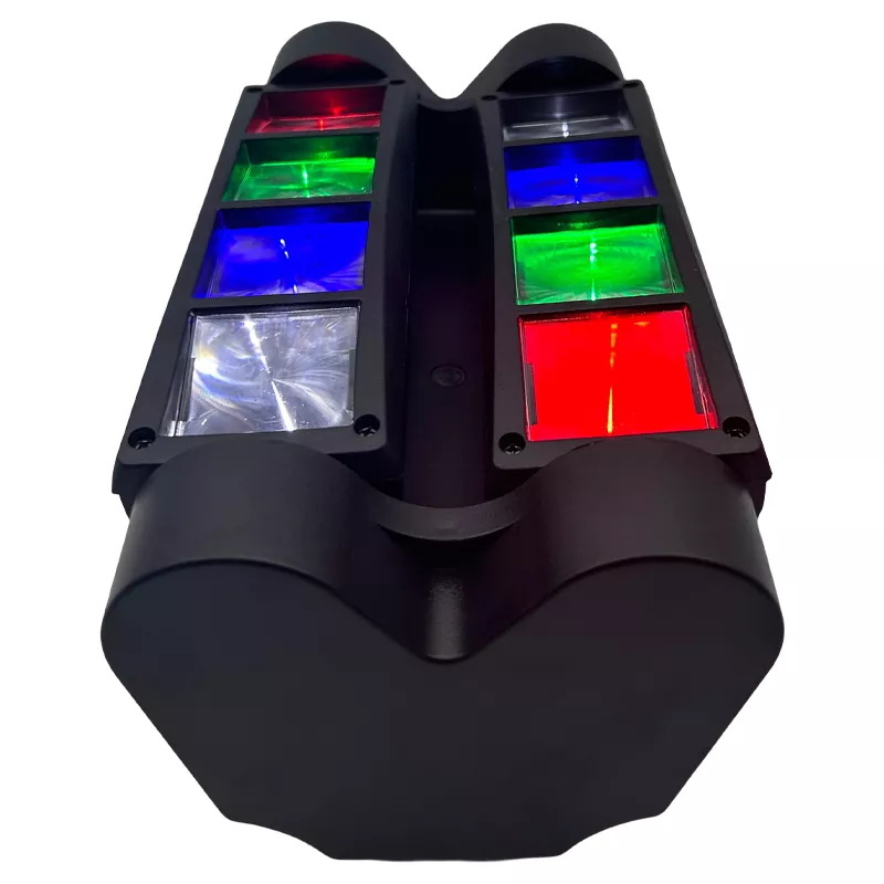 8 Eyes RGBW Spider Moving Head Light 40W Ultra Smooth Dimming Dual 60-150° Scan Stage Effect Lamp Synchronous Fixture Mini Ultra Light Easy Truss Mount Indoor Party KTV Lighting Unit for Disco Room Art Performance Fashion Show Cocktail Event Rental Booth Mini Stage