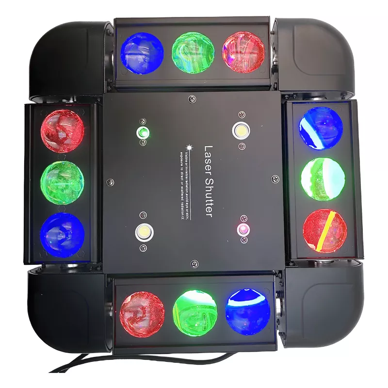 6 Four Head Snowstorm Stage Light 160W 12*10W RGBW RG Laser 5° Beam Ultra Smooth Full Dimming Strobe Effect Fixture Dynamic Light Show Program Equipment Indoor Club Party Performance Lighting Lamp for Banquet Nightclub Large Private Room Fashion Performance Show Events Mini Stage