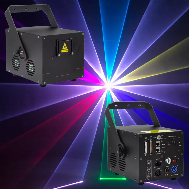 10W Pure Diode RGB Animation Laser Projector 25KPPS 25° Scanner Dual-layer Dust Oil Proof Large Heat Sink 10/34CH DMX Sound Auto ILDA Hundreds Animation Programs Single Beam Protection 100-250V Stage Light High-power Entertainment Equipment Professional Stage Lighting for Disco KTV Performance Venue Large Shows & Clubs