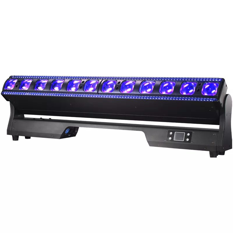7 12*40W RGBW Bar Light 500W 4°-33° Zoom 28/67 DMX RDM 0-100% Dimming IP20 LCD Display 3pin XLR Master-slave Auto Sound Stage Pixel Lighting Fixture Multi LED Pixel Bar Professional Performance Strip Light Indoor Entertainment Lighting Equipment Stage Decoration Light Zoom Pixel Bar