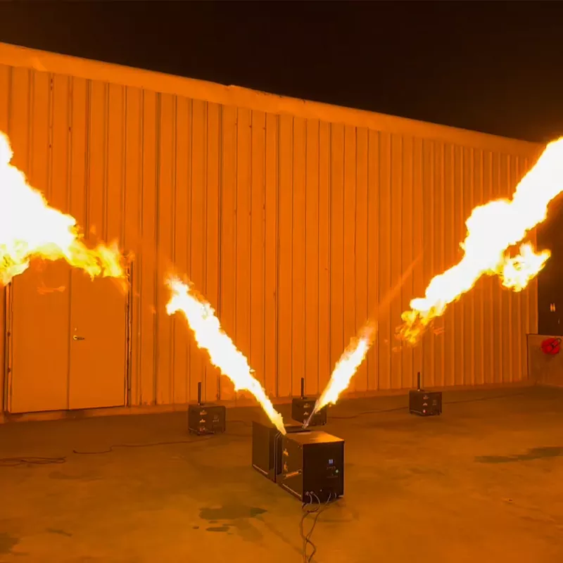 7 Swiveling Flame Projector 380W DMX512 Dual Ignition IPX3 Waterproof 8-10m Flame Height 210° Rotation Stainless Steel Stage Special Effect Machine 10L Fuel Tank Concert Festival Show Equipment