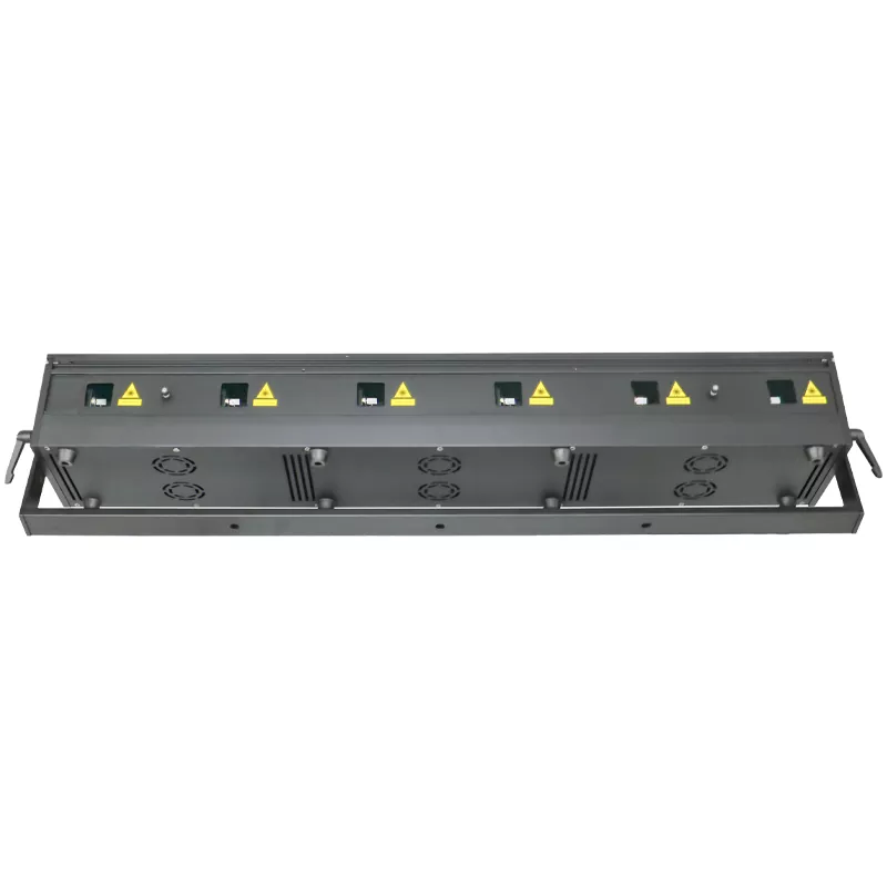 6-head RGB Laser Array Beam Effect IP65 Waterproof Integrated Heat Sink Pure Diode 20KPPS Scanner Linear Dimming LCD Display ILDA Multi DMX Channels Safety Lock Remote Interlock Indoor Outdoor Stage Light Performance Equipment for Club Stage Events Lighting Device