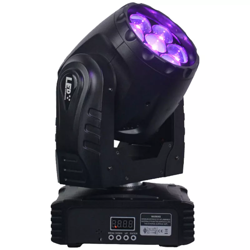 9 7*15W RGBW LED Zoom Wash Moving Head 95W 5/16 DMX LED Display IP20 Stage Light 50000H Long Lifespan Wide Wash Lighting Equipment Indoor Party Rental Lamp for Live Performance Dance Studio Talent Show Fashion Shoot Banquet Wedding Venue Stage