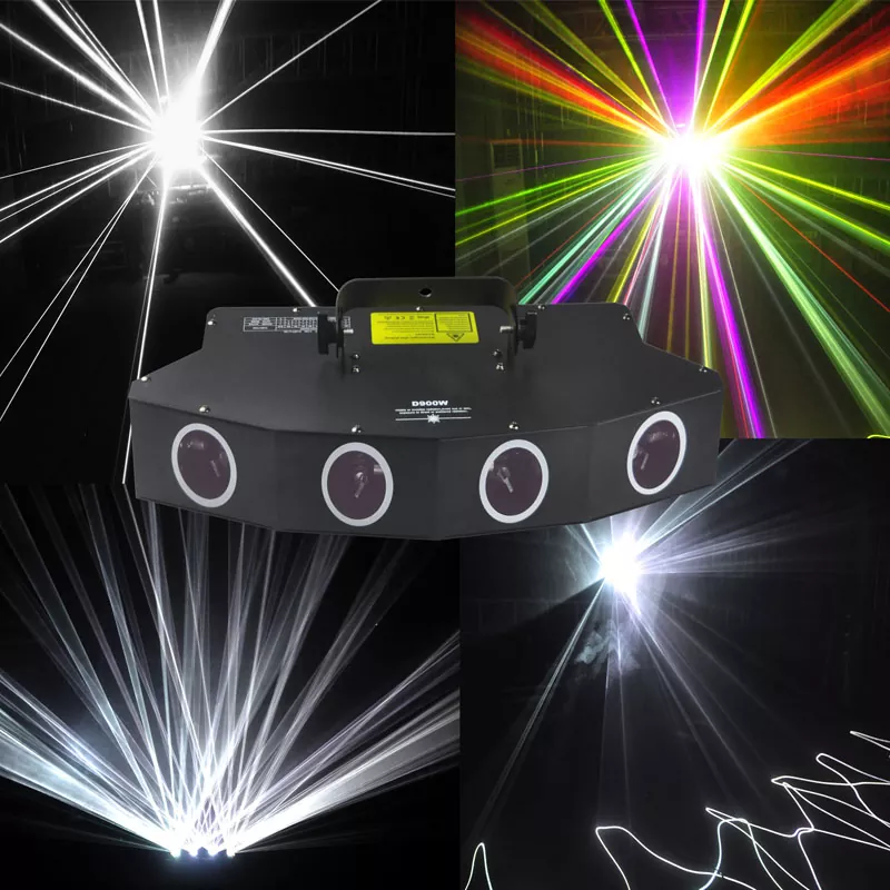 4 Head 7 Color Laser Light Mixed White Beam 4 Tunnel Wide Angle 8CH DMX Sound Auto Master Slave Safety Switch Remote Interlock 100-250V 50W 5.2Kg Stage Effect Lamp Multi-spec 7-color Laser Projector for Entertainment Lighting for Leisure Bar Dance Studio Home Party Stage Performance Venue Club