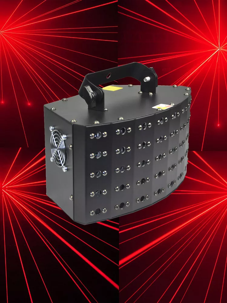 40-beam Laser Red RGB Array 5×8 Layout 50°Horizontal 30°Vertical Scan Single-mode Diode 41CH DMX Sound Auto Manual Key Interlock 50W Compact 2.9Kg Stage Light Matrix Small Divergence Universal Voltage Laser Projector for Large Performance Venues Entertainment Lighting Equipment