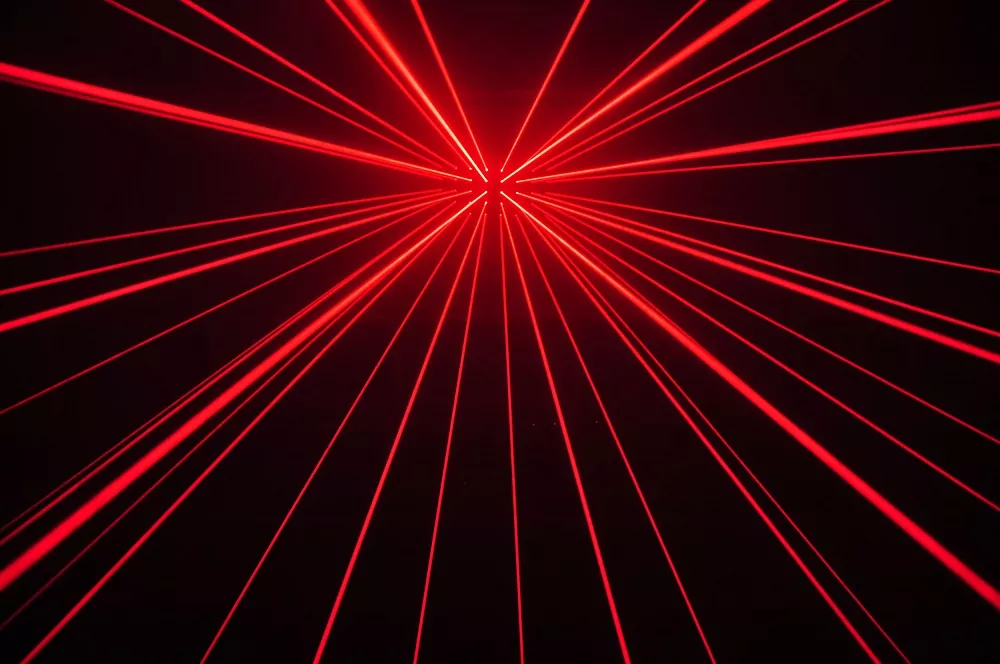 40-beam Laser Red RGB Array 5×8 Layout 50°Horizontal 30°Vertical Scan Single-mode Diode 41CH DMX Sound Auto Manual Key Interlock 50W Compact 2.9Kg Stage Light Matrix Small Divergence Universal Voltage Laser Projector for Large Performance Venues Entertainment Lighting Equipment