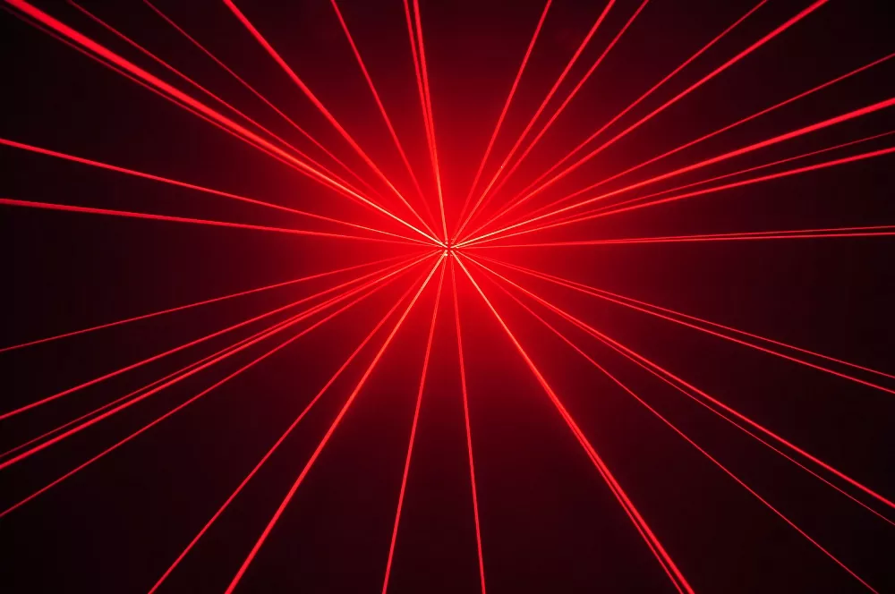 40-beam Laser Red RGB Array 5×8 Layout 50°Horizontal 30°Vertical Scan Single-mode Diode 41CH DMX Sound Auto Manual Key Interlock 50W Compact 2.9Kg Stage Light Matrix Small Divergence Universal Voltage Laser Projector for Large Performance Venues Entertainment Lighting Equipment