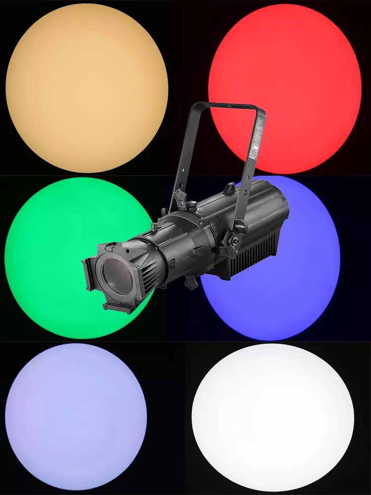 TH-345-47-48-34 400W 600W CW WW 2IN1 COB Profile Spot Bi-Color 3000-6000K Ra≥90 Four Dim Curves Variable Freq RDM DMX Master-Slave Aluminum IP20 Aspheric Optic Stage Lamp Manual Zoom Silent Copper Cooling Indoor Wedding Gallery Spotlight Unit for Commercial Event Broadcast Studio Lighting Fixture