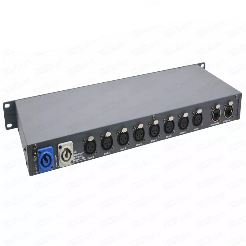 ZKShow 1 8 Universe ArtNet DMX Converter High Speed No Delay ArtNet DMX RDM Protocol 8IN/OUT Neutrik XLR Full Isolation TFT LED Global 1U Rack Device Bidirectional Ethernet DMX Transceiver Expand Console Port ArtNet Converter Professional Stage Controller Accessory for Large Live System Expandable DMX ArtNet Interface