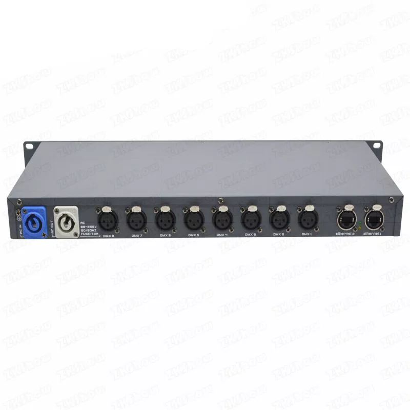 ZKShow 2 8 Universe ArtNet DMX Converter High Speed No Delay ArtNet DMX RDM Protocol 8IN/OUT Neutrik XLR Full Isolation TFT LED Global 1U Rack Device Bidirectional Ethernet DMX Transceiver Expand Console Port ArtNet Converter Professional Stage Controller Accessory for Large Live System Expandable DMX ArtNet Interface
