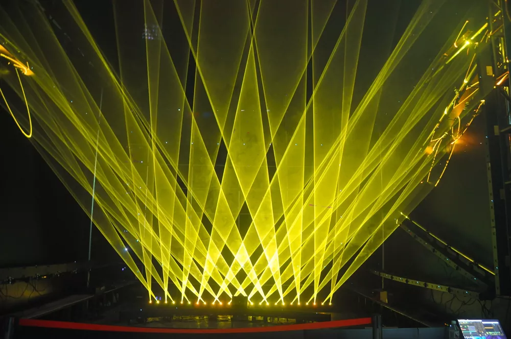6-head RGB Laser Array Beam Effect IP65 Waterproof Integrated Heat Sink Pure Diode 20KPPS Scanner Linear Dimming LCD Display ILDA Multi DMX Channels Safety Lock Remote Interlock Indoor Outdoor Stage Light Performance Equipment for Club Stage Events Lighting Device