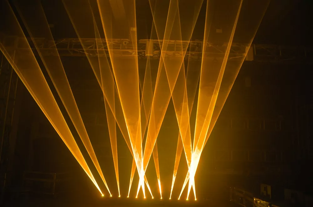 6-head RGB Laser Array Beam Effect IP65 Waterproof Integrated Heat Sink Pure Diode 20KPPS Scanner Linear Dimming LCD Display ILDA Multi DMX Channels Safety Lock Remote Interlock Indoor Outdoor Stage Light Performance Equipment for Club Stage Events Lighting Device