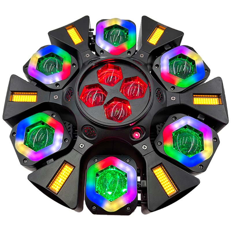 产吕图片 6+4 Four-in-one LED 6 Light Strips Golden Flash 8/16bit Auto Position High Focus Lens Digital Display Lamp Stage Fixture Full Function Lighting Device Dynamic Effects Professional Stage Light for Bar Party KTV Entertainment Venues