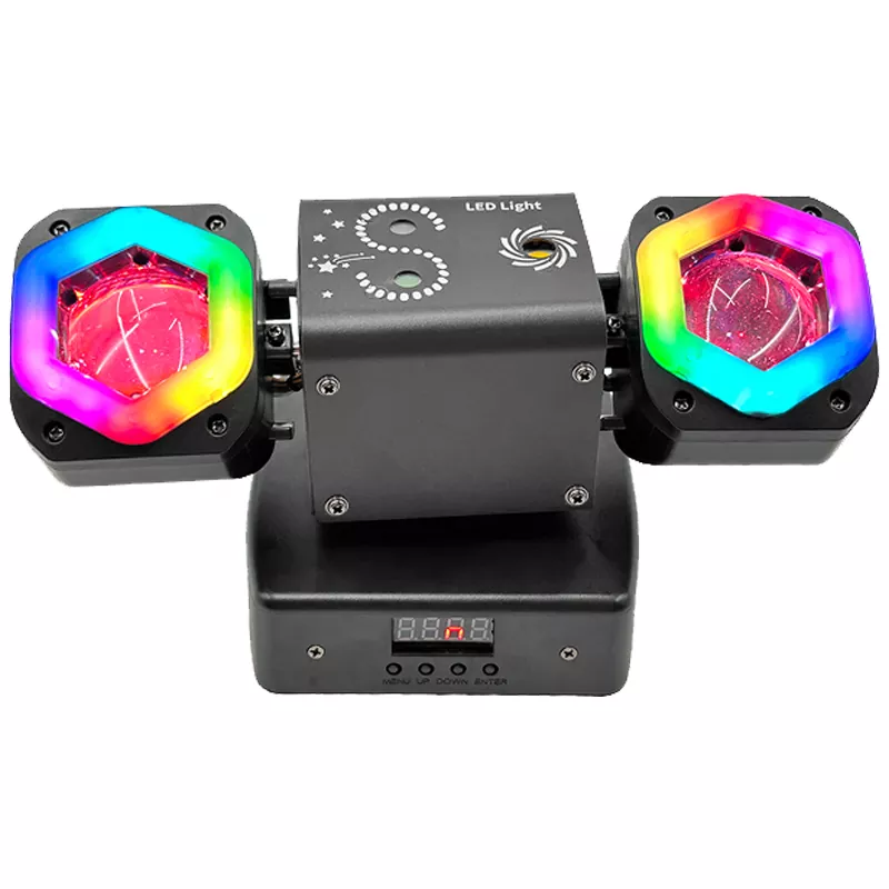 Mini Dual-arm Light Strip 60W AC100-240V CREE LED Laser Golden Strobe 19/26 DMX 540°180° Rot Stage Lighting Fixture Multi Dynamic Light Effects Device Professional Mini Stage Light for Club Disco Banquet Activity Party Show Events