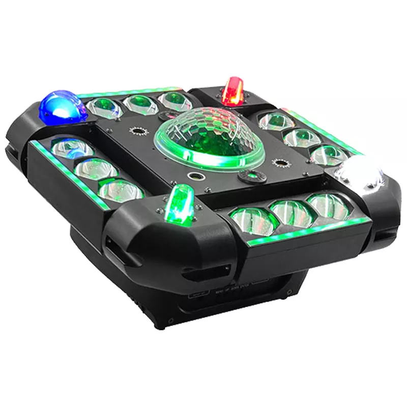 Storm Magic Ball Light 100W 16/64 DMX 20° Angle Red Green Laser Multi LED Stripe Strobe Voice Auto Master-slave Stage Fixture Mixed Lamps Laser Strobe Lights Indoor Party Lighting Device Multi-channel Professional Light Stage Performance Equipment