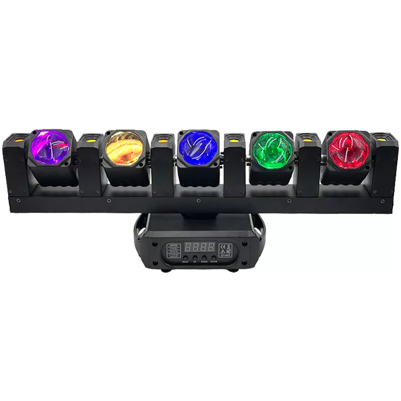 产品图片 Mini Five-finger Moving Head 150W AC90-240V 17/22/33/48 DMX RDM 5x20W RGBW 6x5W Golden LED 0-100% Dimming Stage Light Dynamic Effects Professional Performance Fixture Indoor Stage Equipment Entertainment Lamp for KTV Party Show Concert Club Events