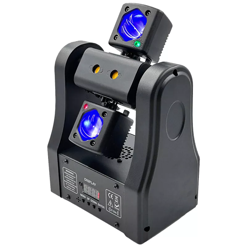产品图片 Mini Dragonfly Dual-arm Beam Light 48W 15CH DMX IP20 20F/S Strobe 0-100% Smooth Dimming Stage Fixture Auto Sound Master-slave Control Lighting Device Portable Performance Lamp Indoor Entertainment Light for KTV Home Party Pub Club Hotel Lounge