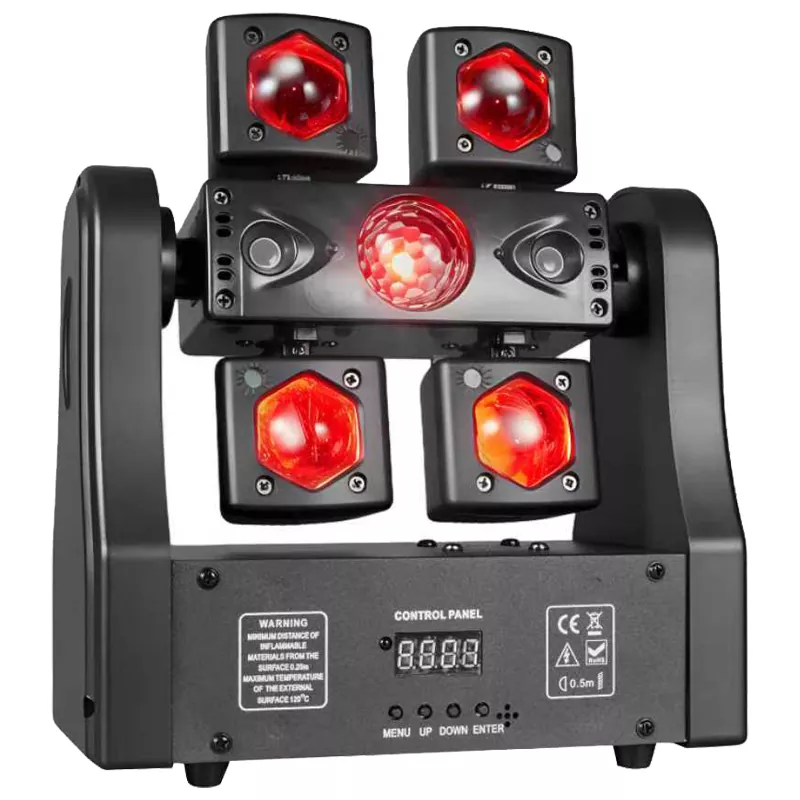 产品图片 Little Dragonfly 4-in-1 Effect Light 100W 21CH DMX 4x15W RGBWAU LED Dual Laser Strobe Stage Fixture Remote Control Lighting Equipment Multi Macro Effects Indoor Entertainment Stage Lamp Easy Installation Performance Light for Club Retail Events Party Mini Stage
