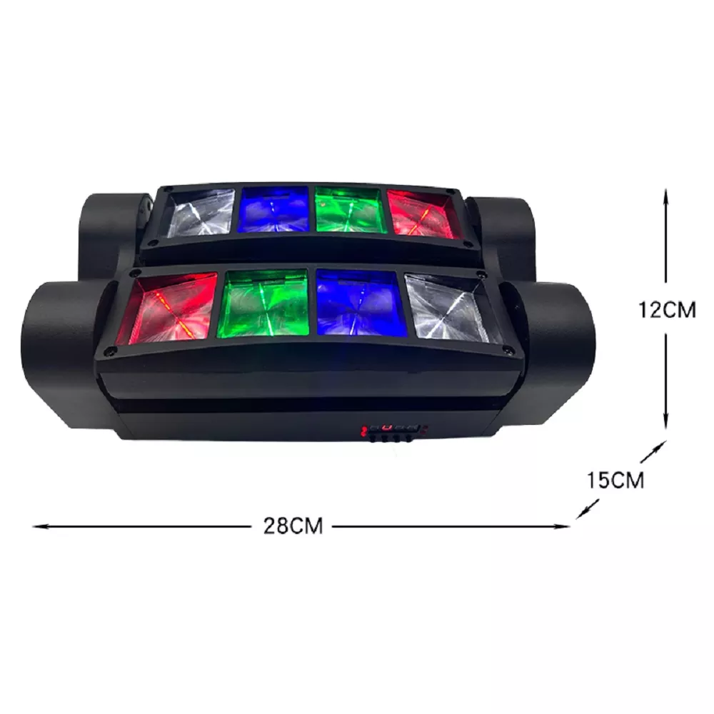 8 Eyes RGBW Spider Moving Head Light 40W Ultra Smooth Dimming Dual 60-150° Scan Stage Effect Lamp Synchronous Fixture Mini Ultra Light Easy Truss Mount Indoor Party KTV Lighting Unit for Disco Room Art Performance Fashion Show Cocktail Event Rental Booth Mini Stage