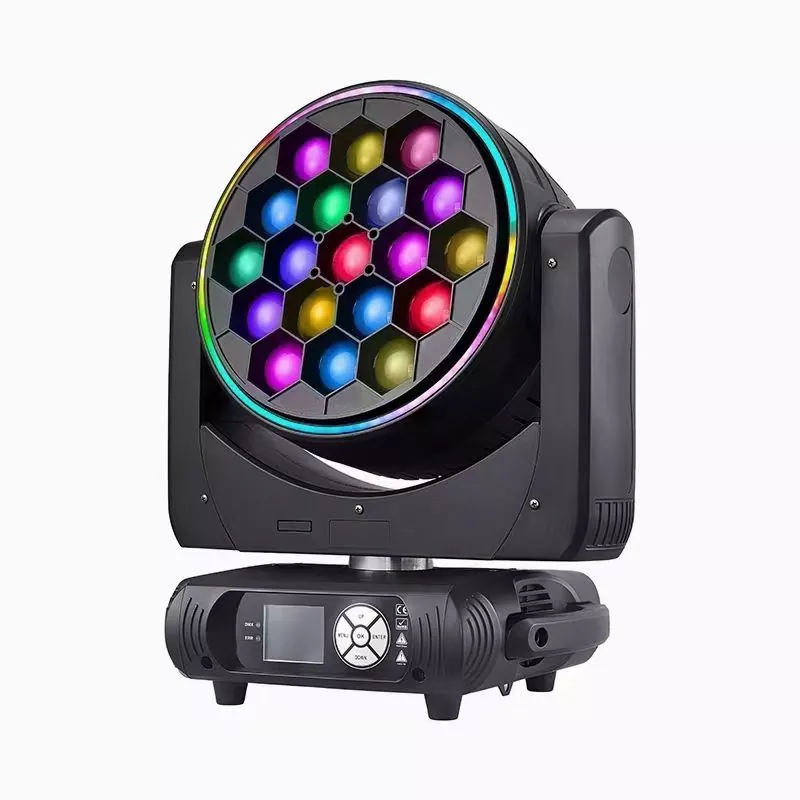 19*40W OSRAM LED Moving Head 760W 50000H 6-50° Zoom 540°Pan 270°Tilt Multi DMX Channels 3pin XLR IP20 Color Screen Stage Wash Beam Light RGB Side Light Strip Single LED Control CTO Professional Performance Fixture Indoor Lighting Device Entertainment Stage Equipment