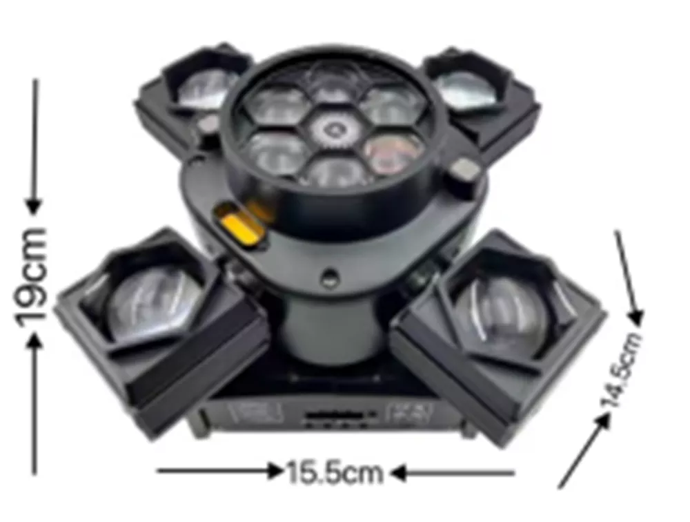 Mini Pixiu 4-Arm Moving Head Light 80W DMX CREE RGBW Dual RG Laser Golden LED Fan Cooling Indoor Party Fixture Strobe Multi Macro Light Effect Equipment Mini Stage Lamp KTV Home Entertainment Unit for Disco Party Wedding Cafe Rental Mini Stage