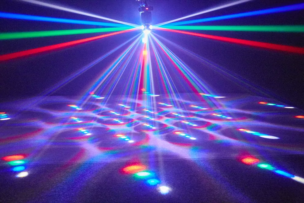 LED Flying Star Hammer Light 100W 19/25 DMX 4° Beam RGBW Laser Stripe Strobe Air Cooling Stage Lamp for Party Lighting Unit Performance Night Bar Disco Venue Fashion Show Mobile Rental Mini Stage