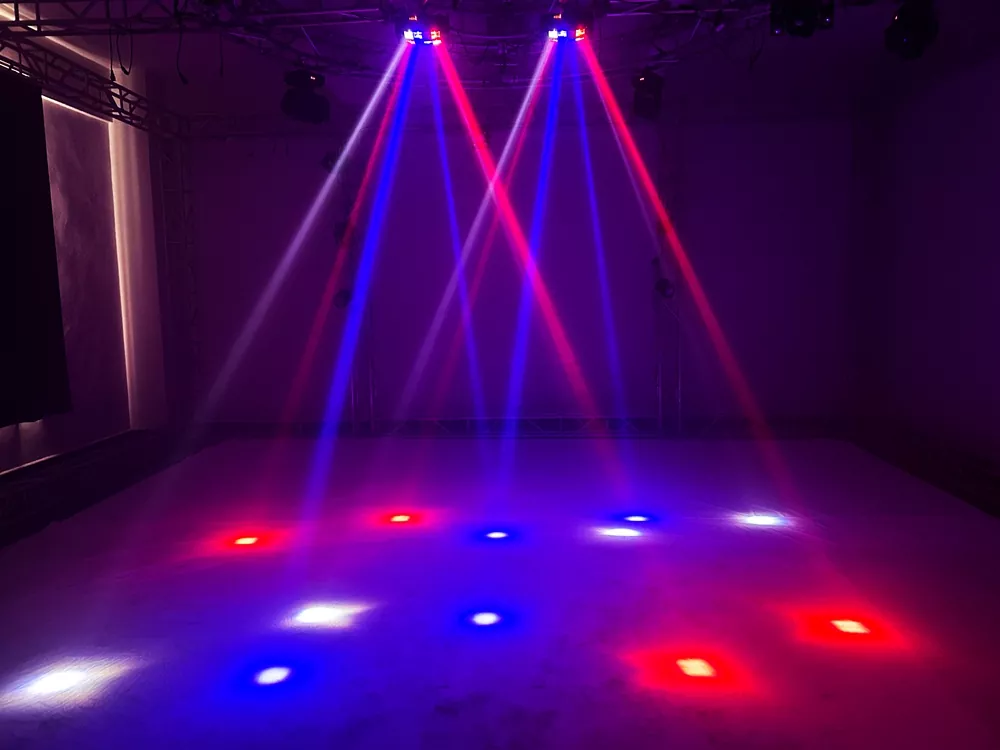 8 Eyes RGBW Spider Moving Head Light 40W Ultra Smooth Dimming Dual 60-150° Scan Stage Effect Lamp Synchronous Fixture Mini Ultra Light Easy Truss Mount Indoor Party KTV Lighting Unit for Disco Room Art Performance Fashion Show Cocktail Event Rental Booth Mini Stage