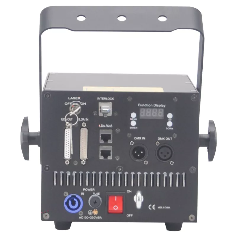15W LED Animation Laser Pure Diode RGB 25KPPS Dual-layer Dustproof Heat Dissipation ILDA Sound Auto Single Beam Protection 100-250V Indoor Stage Light High Power RGB Laser Projector Professional Stage Laser Light for Entertainment Venues Nightclub Performance Club Live Music Show