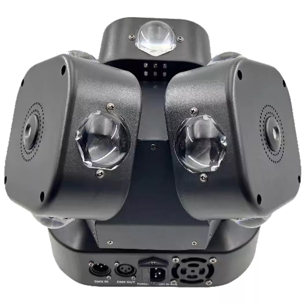 1 Three Arms Hot Wheels Moving Light 180W AC90-240V 15 DMX 12*10W 4IN1 RGBW RGB Triple Laser 40° Lens Fan Cool Indoor Stage Fixture Housing Party Equipment Disco KTV Lamp Beam Color Wash Strobe for Live Music Room Event Wedding Party Banquet Decoration