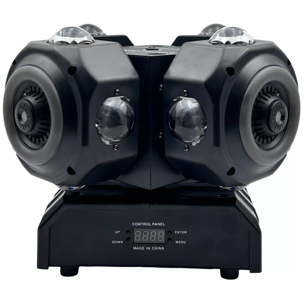 12 Four Arm Hot Wheel LED Strip Stage Light 180W AC90-240V 22 DMX 16x10W RGBW Dual 30mW RG Laser 2-3° Narrow Beam Fixture Smooth Dimming Strobe Indoor Disco KTV Party Lamp Multi Layer Beam Laser Stripe White Flash Macro Program Daisy Chain for Dance Showcase Wine Party Art Gala Boutique Launch LIve Band Venue Mini Wedding Banquet Bar Stage