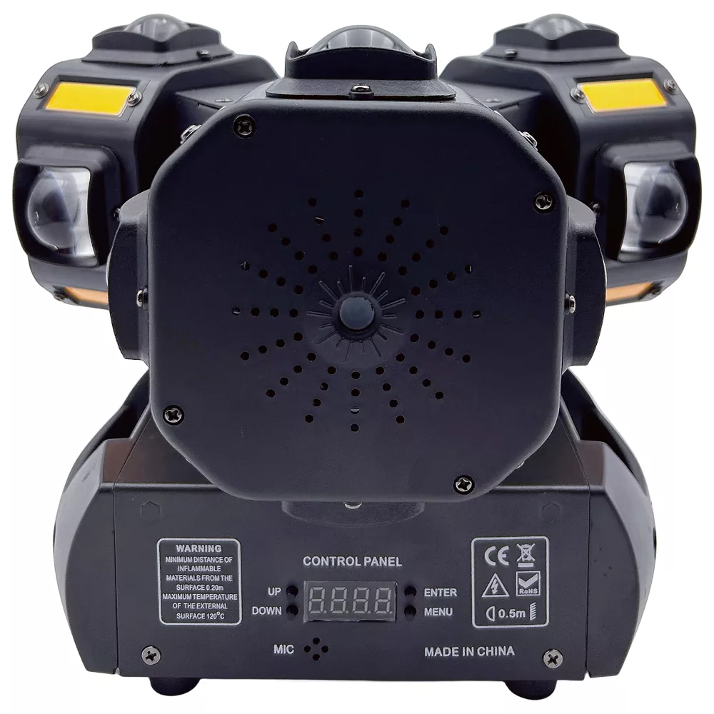 2 Three Head Gecko Moving Stage Light 150W 19 DMX 12x10W RGBW 12x5W Golden Strobe RGB 1mW Laser 540X 360Y Rot Fixture Indoor Party Equipment Disco KTV Performance Lamp Multi Beam Laser Golden Flash Wide Voltage for Live Gig Fashion Small Runway Party Showcase Boutique Holiday Gala Wedding Events Mini Stage