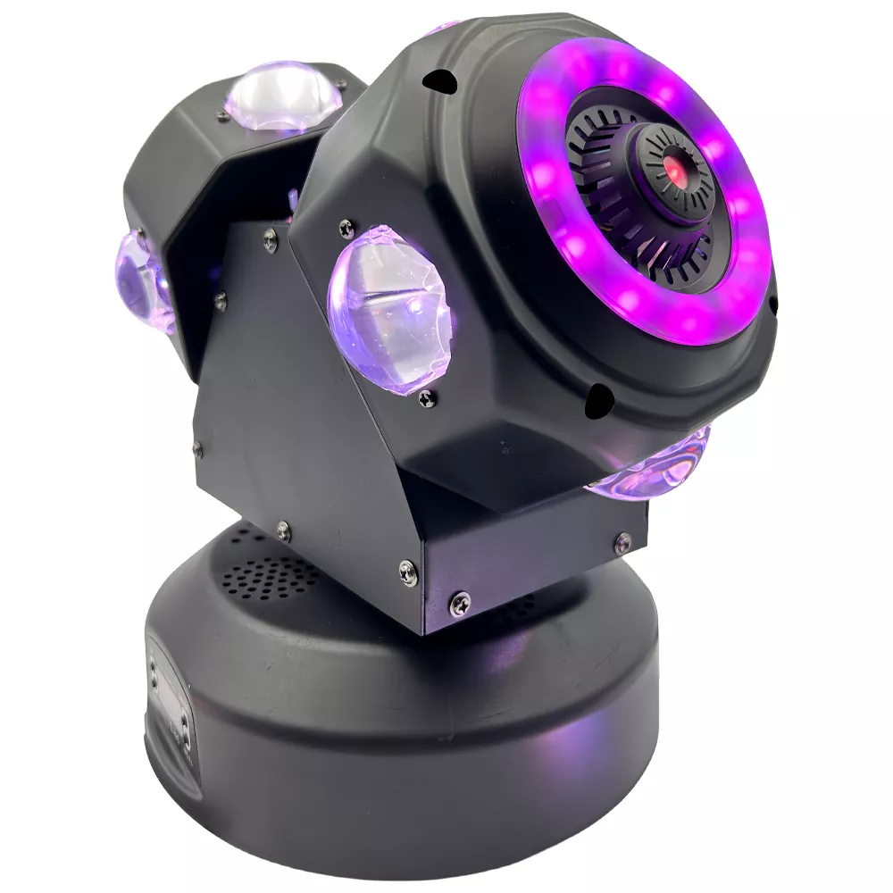 2 Double Arm Hot Wheel LED Strip Stage Light 160W AC90-240V 19 DMX 8x10W RGBW Dual 30mW RG Laser 2-3° Narrow Beam Fixture Fan Cool Equipment Indoor Disco KTV Party Lamp Multi Macro Rotate Beam Laser Strip Strobe Daisy Chain Lighting Unit for Jazz Lounge Gaming Bash Fair Hotel Cocktail Party Wedding Events Livehouse Show Mini Stage