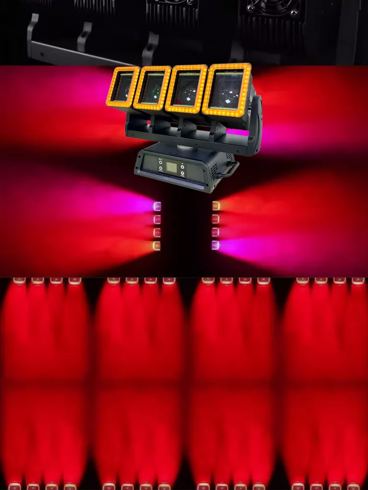 34 Golden Python 4 Head Moving Head Light 350W AC100-240V RDM 28-137CH 4.3-16° Zoom CTO RGB Warm Cold Aux Wash Beam Stage Fixture 0-100% Linear Dimming Equipment Multi Pixel Effect Professional Performance Unit for Live Band Concert Nightclub Fashion Show Performance Stage Rental Church Project