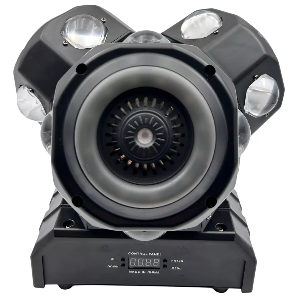 4 Three Arm Hot Wheel LED Strip Stage Light 180W AC90-240V 21 DMX 12x10W RGBW 30mW RGB Laser 2-3° Narrow Beam Fixture Fan Cool Equipment Indoor Disco KTV Party Lamp Multi Macro Rotate Beam Laser Strip Strobe Daisy Chain for Cocktail Night Bash Gala Wedding House Party Venue Club Events