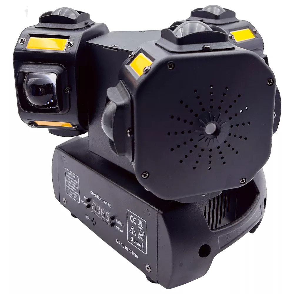 4 Three Head Gecko Moving Stage Light 150W 19 DMX 12x10W RGBW 12x5W Golden Strobe RGB 1mW Laser 540X 360Y Rot Fixture Indoor Party Equipment Disco KTV Performance Lamp Multi Beam Laser Golden Flash Wide Voltage for Live Gig Fashion Small Runway Party Showcase Boutique Holiday Gala Wedding Events Mini Stage