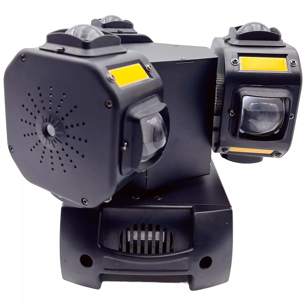5 Three Head Gecko Moving Stage Light 150W 19 DMX 12x10W RGBW 12x5W Golden Strobe RGB 1mW Laser 540X 360Y Rot Fixture Indoor Party Equipment Disco KTV Performance Lamp Multi Beam Laser Golden Flash Wide Voltage for Live Gig Fashion Small Runway Party Showcase Boutique Holiday Gala Wedding Events Mini Stage