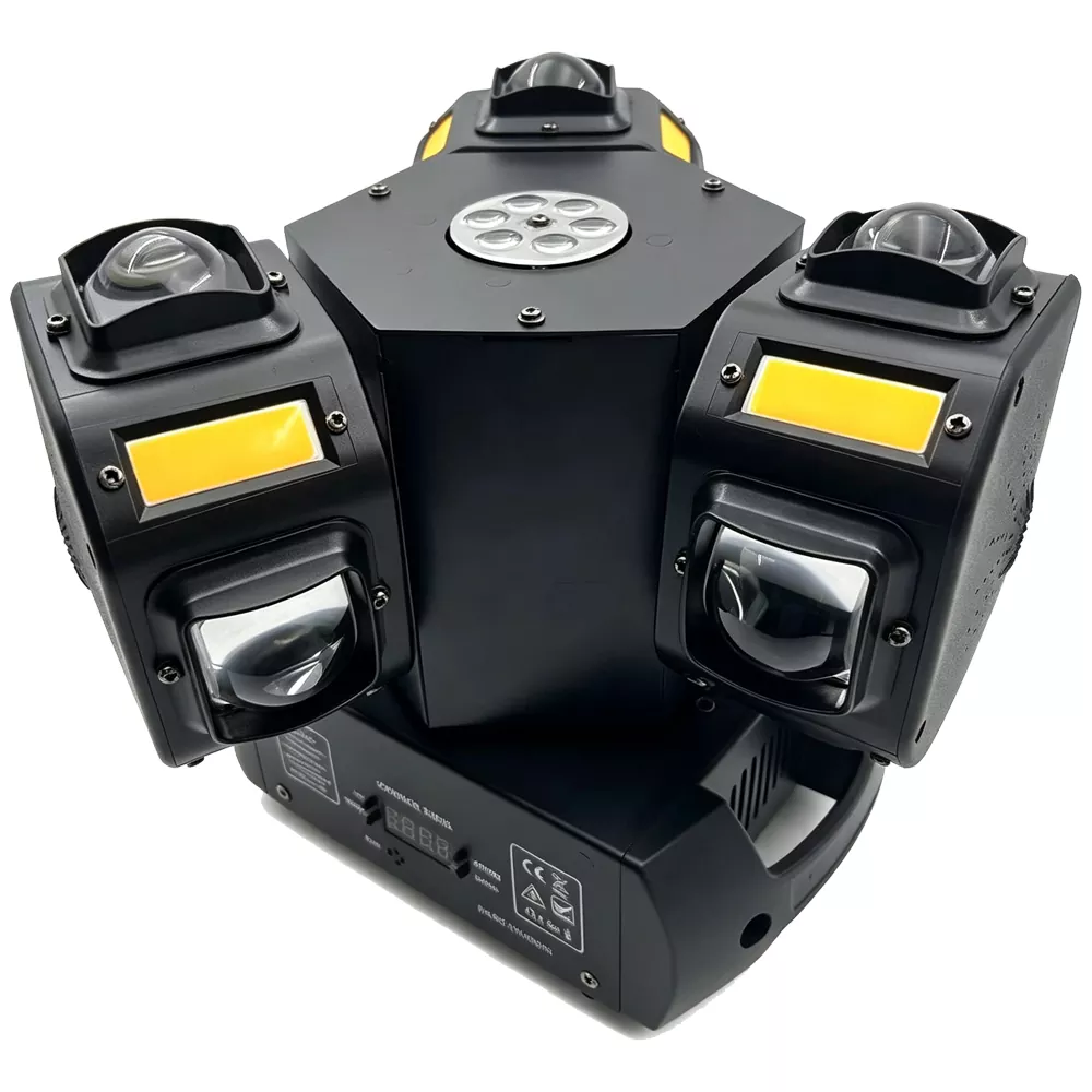 Three Head Pattern Gecko Stage Light 150W 19 DMX 12x10W RGBW 12x5W Golden Flash Triple 1mW Laser 540X 360Y Rot Fixture Indoor Disco KTV Party Lamp Moving Heads Multi Pattern Beam Laser Strobe Daisy Chain for Music Lounge Fashion Runway Dance Rehearsal Mini Wedding Events Stage