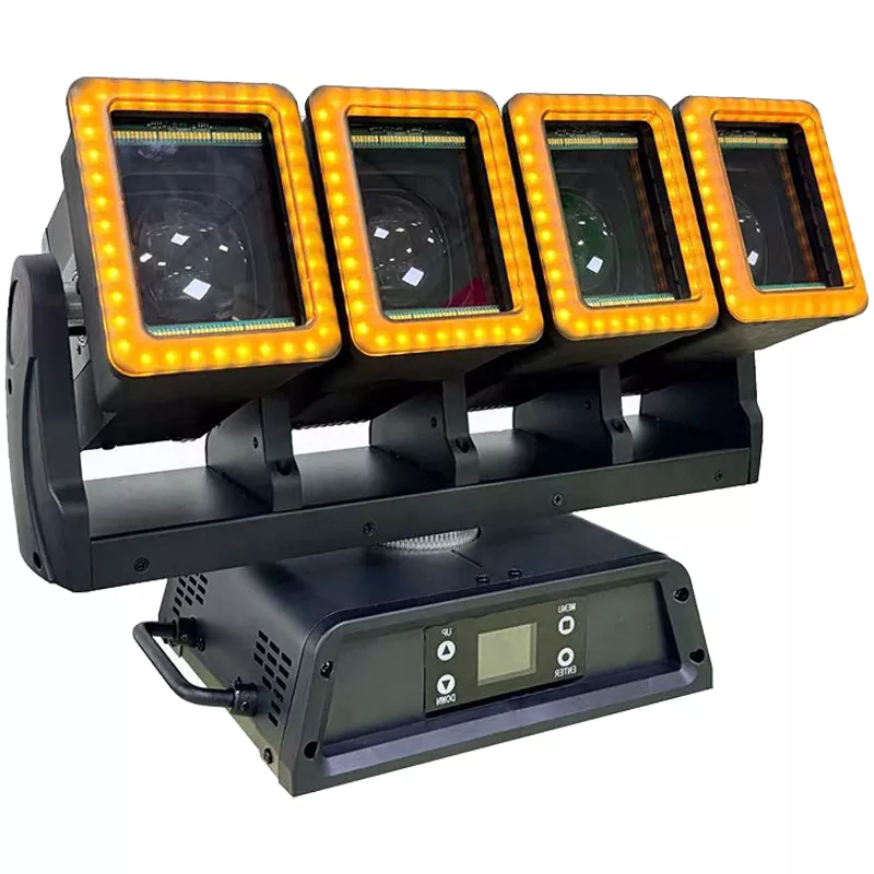 5 Golden Python 4 Head Moving Head Light 350W AC100-240V RDM 28-137CH 4.3-16° Zoom CTO RGB Warm Cold Aux Wash Beam Stage Fixture 0-100% Linear Dimming Equipment Multi Pixel Effect Professional Performance Unit for Live Band Concert Nightclub Fashion Show Performance Stage Rental Church Project