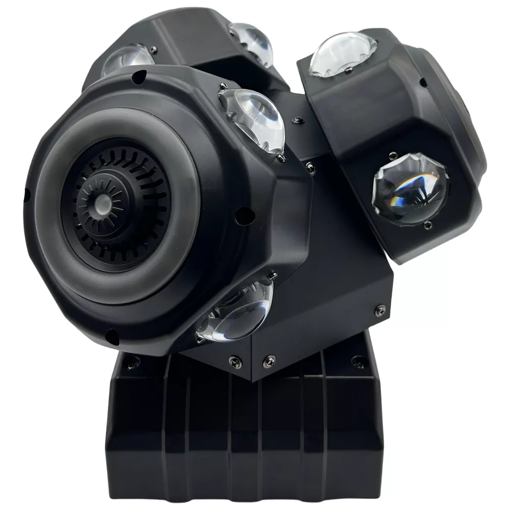 6 Three Arm Hot Wheel LED Strip Stage Light 180W AC90-240V 21 DMX 12x10W RGBW 30mW RGB Laser 2-3° Narrow Beam Fixture Fan Cool Equipment Indoor Disco KTV Party Lamp Multi Macro Rotate Beam Laser Strip Strobe Daisy Chain for Cocktail Night Bash Gala Wedding House Party Venue Club Events