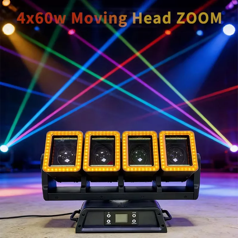 6 Golden Python 4 Head Moving Head Light 350W AC100-240V RDM 28-137CH 4.3-16° Zoom CTO RGB Warm Cold Aux Wash Beam Stage Fixture 0-100% Linear Dimming Equipment Multi Pixel Effect Professional Performance Unit for Live Band Concert Nightclub Fashion Show Performance Stage Rental Church Project