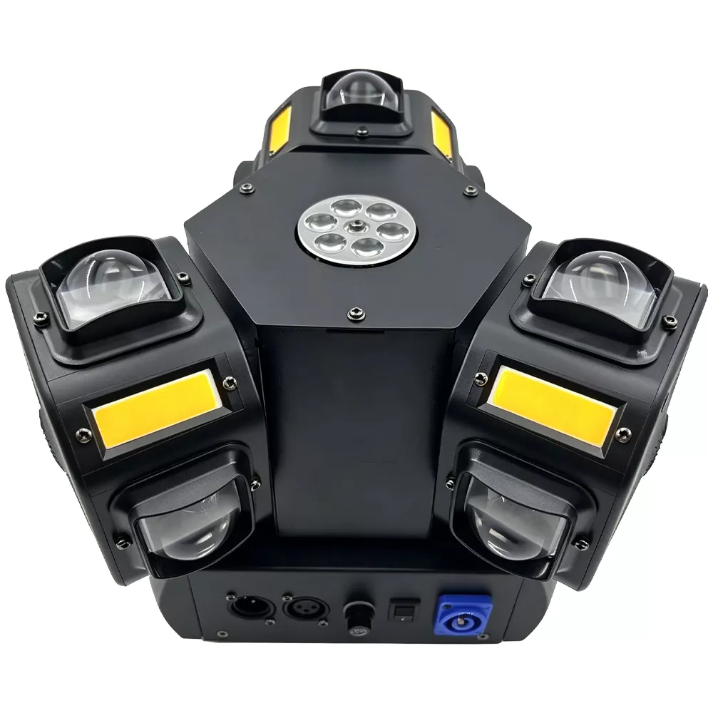 Three Head Pattern Gecko Stage Light 150W 19 DMX 12x10W RGBW 12x5W Golden Flash Triple 1mW Laser 540X 360Y Rot Fixture Indoor Disco KTV Party Lamp Moving Heads Multi Pattern Beam Laser Strobe Daisy Chain for Music Lounge Fashion Runway Dance Rehearsal Mini Wedding Events Stage
