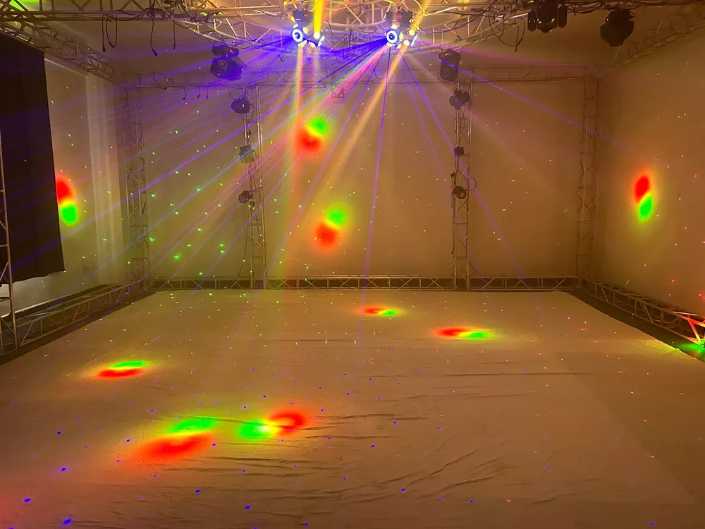 Three Arm Hot Wheel LED Strip Stage Light 180W AC90-240V 21 DMX 12x10W RGBW 30mW RGB Laser 2-3° Narrow Beam Fixture Fan Cool Equipment Indoor Disco KTV Party Lamp Multi Macro Rotate Beam Laser Strip Strobe Daisy Chain for Cocktail Night Bash Gala Wedding House Party Venue Club Events