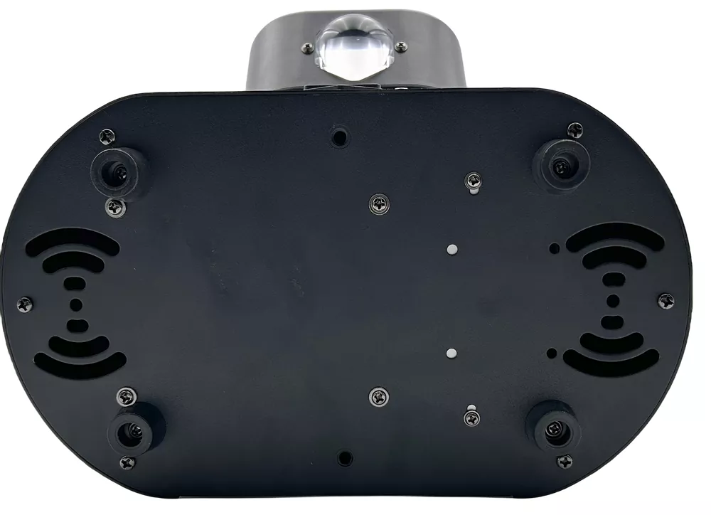 Metal Chassis Side‑Profile Shot Of The 180W 3‑Arm Hot‑Heels Multi‑Effect Moving Head Light