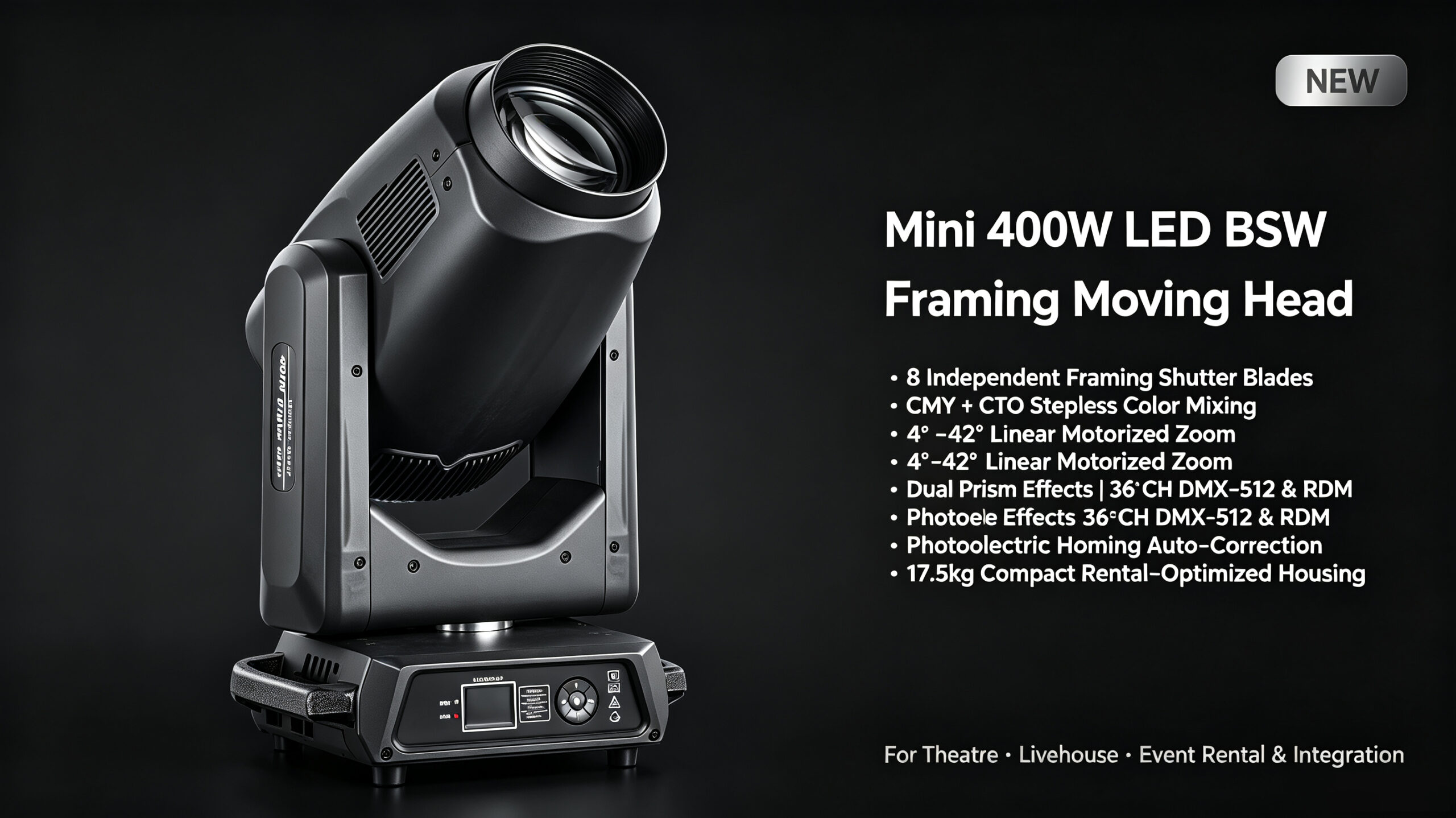 Professional moving head framing light